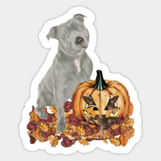 Staffordshire Bull Terrier Halloween Scene Sticker